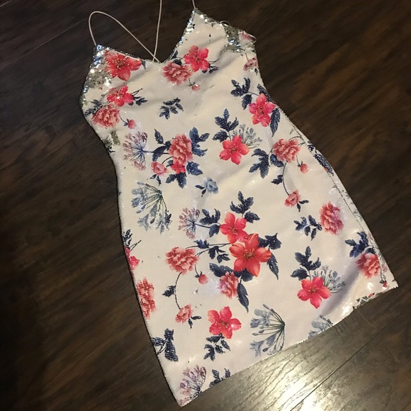 Endless Rose Dresses & Skirts - White sequin dress with floral from VICI